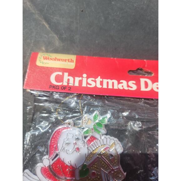 Woolworth Christmas Ornament Plastic Santa Claus Rocking Horse 2 NOS - Picture 5 of 6